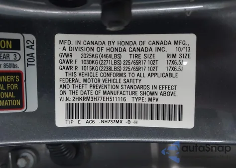 2014 Honda Cr-V Ex-L z USA, uszkodzony, nr VIN 2HKRM3H77EH511116